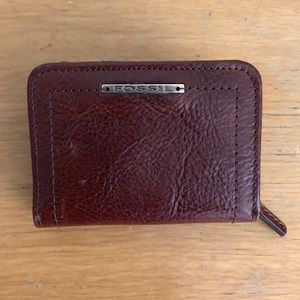 Fossil mini brown leather wallet